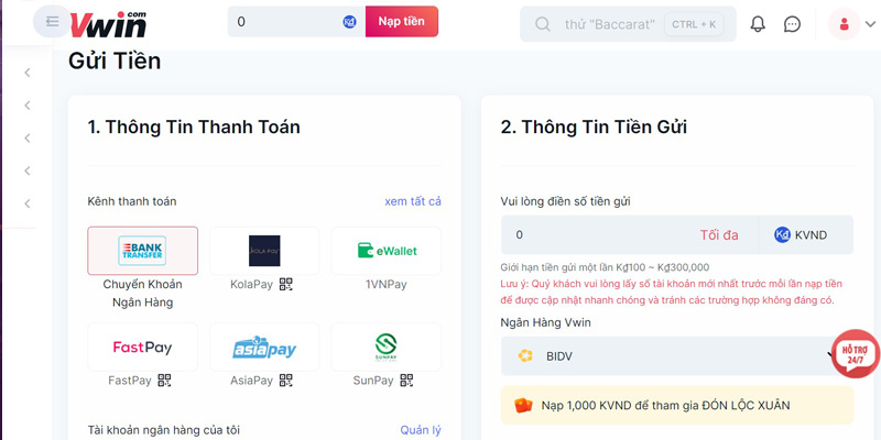 Lưu ý khi nạp tiền tại nhà cái